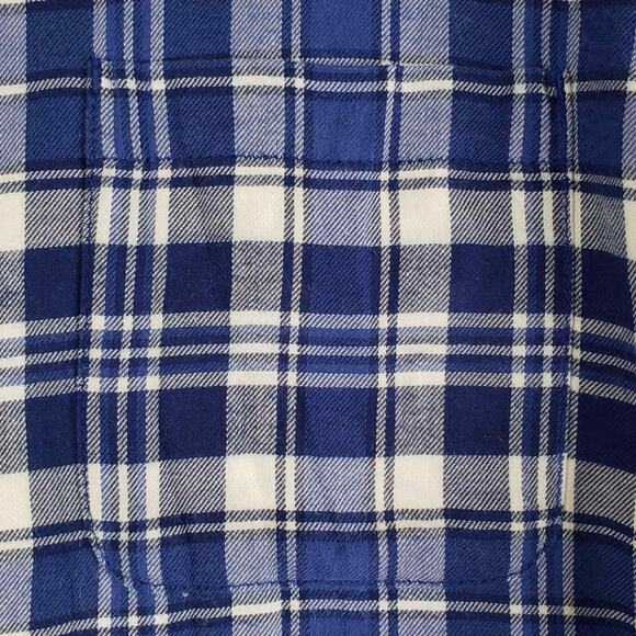 LL Bean Button Down Shirt Women’s Size Large L Plaid Blue Sherpa Lined Fleece - Picture 7 of 12